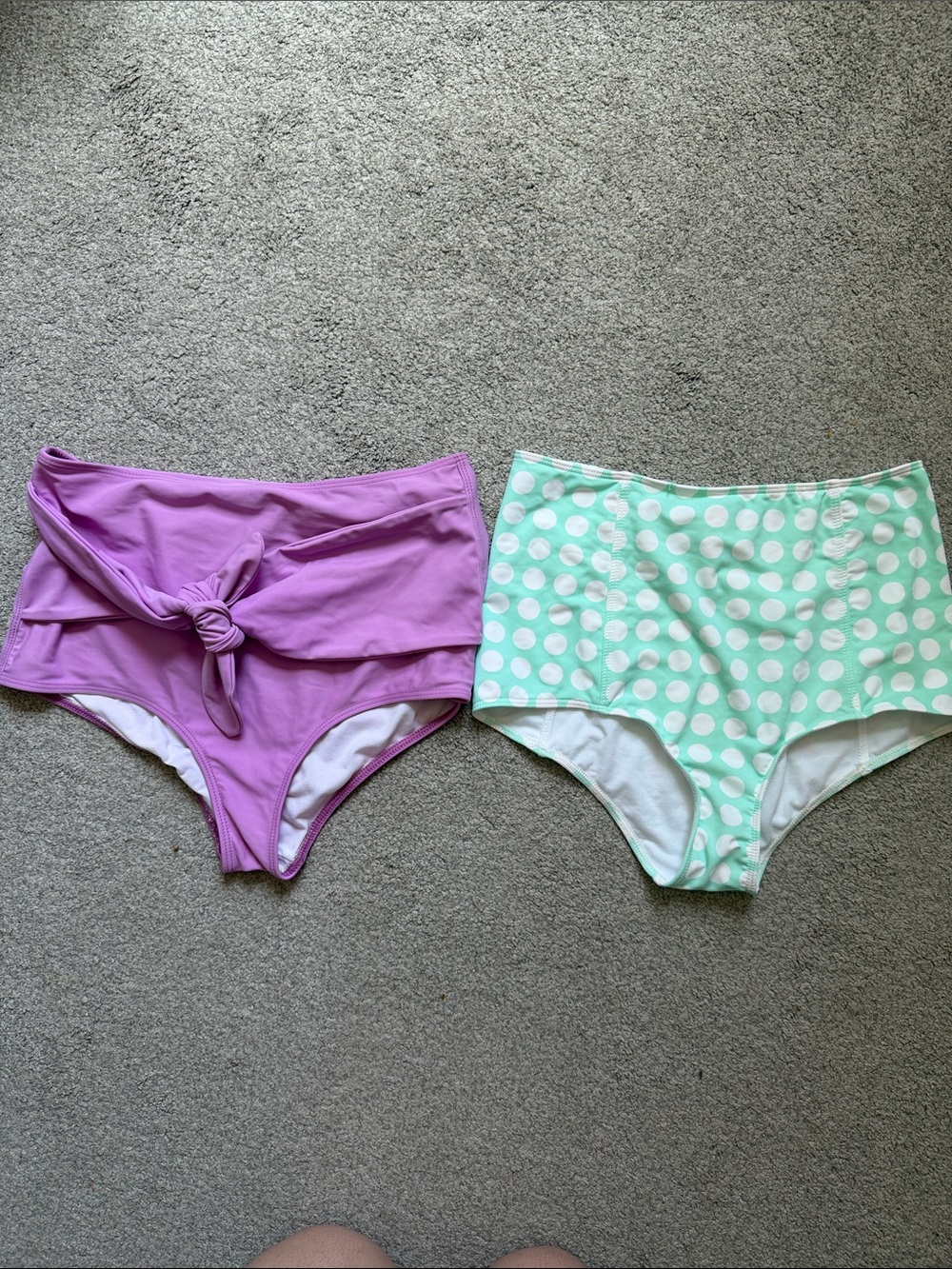Bundle of Kortni Jeane Lavender Tie Front & Mint Polka High-Waist Swim Bottoms